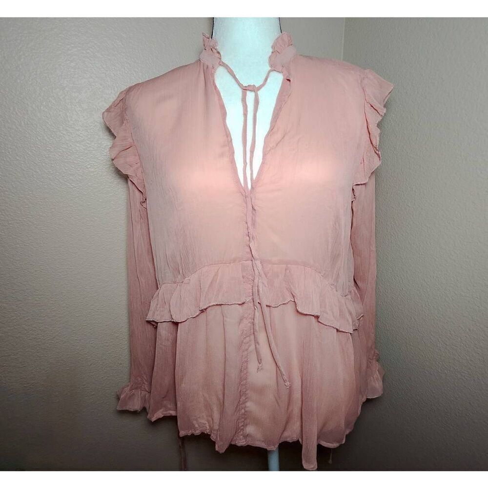 ZARA  Marsala Ruffled Blouse with Creased Effect Size Medium  NWOT